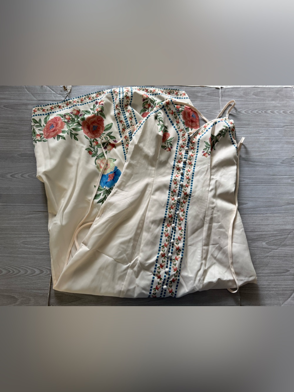 Cream Floral Embroidered Slip Dress